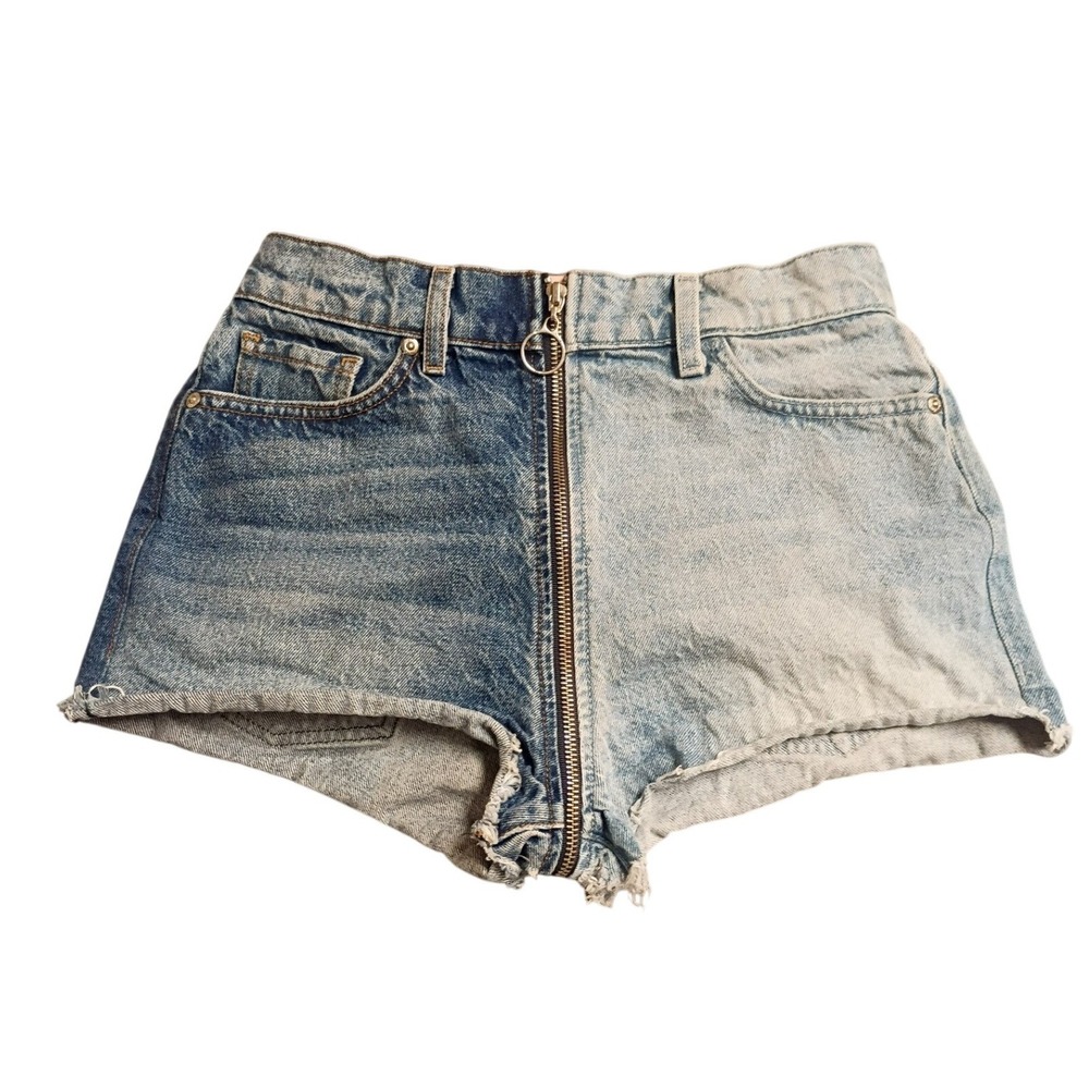 Revice Denim Two Tone Shorts Womens 27 Blue High Rise Zipper‎ Cut Off Distressed